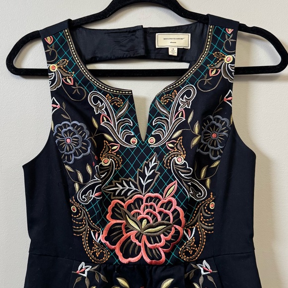 Moulinette Soeurs Black Mini Dress with Floral Embroidery - Picture 4 of 8